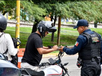 Refuerza Policía Municipal Operativo de Revisión a motociclistas