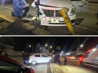 Policía Vial asiste accidente de un vehículo contra un objeto fijo