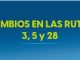 Anuncian cambios en recorridos de las rutas 3,5 y 28 de los camiones urbanos