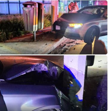Policía Vial atiende accidente contra objeto fijo en Boulevard a Zacatecas