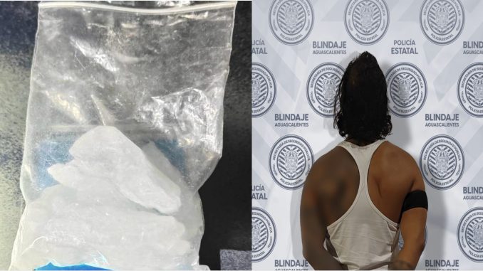Policías Estatales de Aguascalientes detienen a sujeto en posesión de bolsa que contenía sustancia granulada al tacto