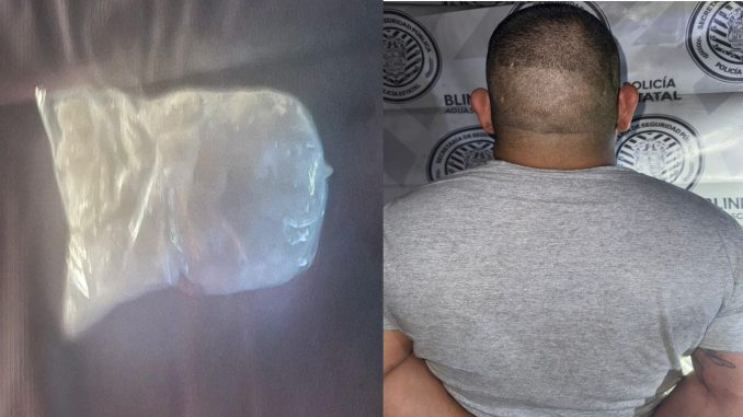 Policías Estatales y personal del Ejército Mexicano detienen en Calvillo a sujeto en poder de más de 200 gramos de sustancia granulada al parecer cristal