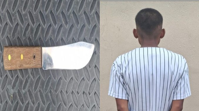Policías Estatales de Aguascalientes aseguran a sujeto que tenía en su poder un arma blanca