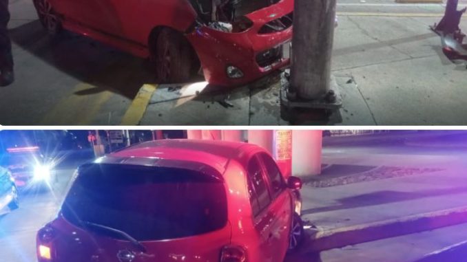 Policía Vial asiste accidente de tránsito entre vehículo y objeto fijo