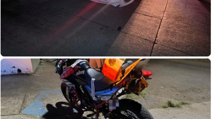 Policía Vial atiende un percance entre una motocicleta y un vehículo