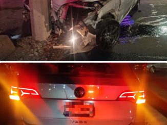 Policía Vial asiste accidente de tránsito entre dos vehículos y objeto fijo