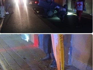 Percance de tránsito tipo volcadura en la zona centro de la Ciudad es atendido por la Policía Vial