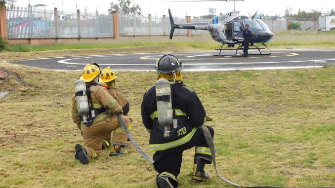 El helicóptero “Halcón 1" de la Policía Muncipal trasladó a persona lesionada en fuerte accidente sobre la carretera 45 norte