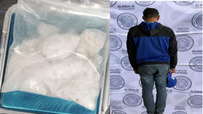 Policías Estatales de Aguascalientes detienen a sujeto en posesión de envoltorio que contenía sustancia granulada al tacto