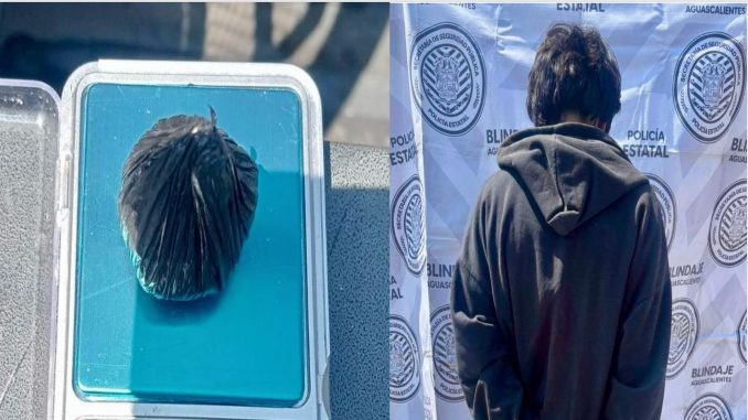 Policías Estatales de Aguascalientes detienen a sujeto por la posesión de un envoltorio con sustancia granulada al tacto