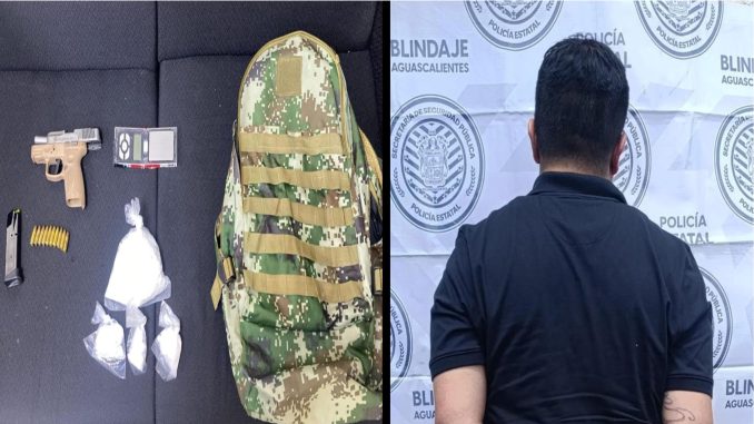 Policías Estatales de Aguascalientes detienen a motociclista en poder de sustancia granulada al parecer cristal