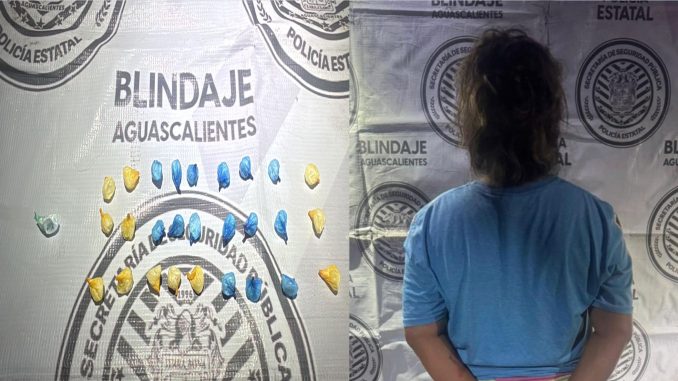 En poder de 27 envoltorios de sustancia granulada al parecer cristal fue detenida una Mujer por Policías del Mando Coordinado en Asientos