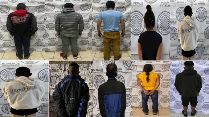 Policías Estatales lograron la detención de 10 personas que tenían en su poder sustancias presumiblemente ilícitas