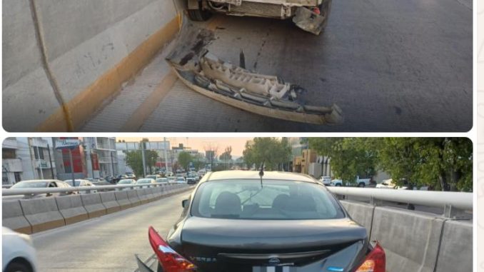 Choque por alcance en Avenida Aguascalientes norte es atendido por la Policía Vial