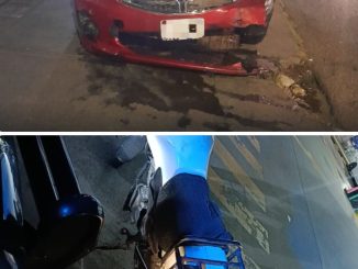 Policía Vial atiende choque desigual entre una motocicleta y un automóvil que dejó un lesionado