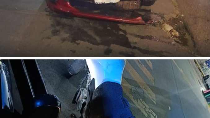 Policía Vial atiende choque desigual entre una motocicleta y un automóvil que dejó un lesionado