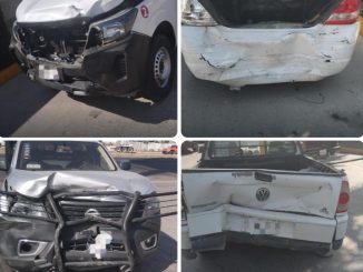 Cuatro vehículos se ven involucrados en choque por alcance sobre Boulevard a Zacatecas y es atendido por la Policía Vial