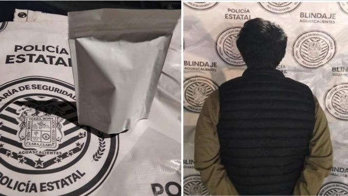 Policía Estatales de Aguascalientes detuvieron a un presunto distribuidor de sustancias al parecer ilicitas