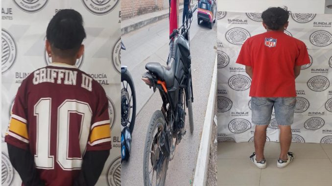 Policías del Mando Coordinado detienen a dos sujetos a bordo de motocicleta con reporte de robo, los hechos en calles del Municipio de Jesús María
