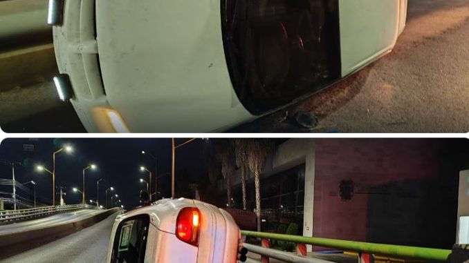 Policía Vial atiende choque contra objeto fijo con posterior volcadura en Av. de la Convención de 1914