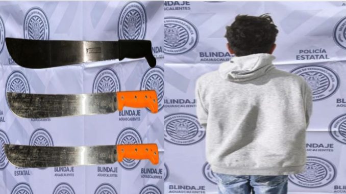 olicías Estatales detienen a un sujeto que tenía en su poder tres machetes