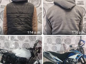 Elementos de la Policía Metropolitana detienen en San Francisco de los Romo a dos sujetos, asegutando motocicleta con reporte de robo y otra con alteraciones en el número de serie