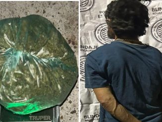 Policías Estatales de Aguascalientes detienen a sujeto en poder de bolsa con hierba verde al parecer marihuana