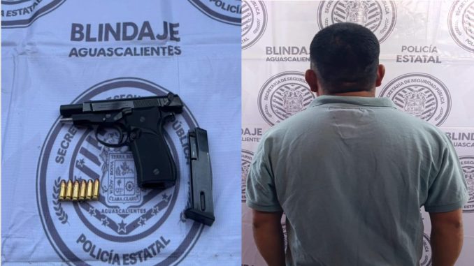 Policías del Mando Coordinado detienen a un sujeto en poder de un arma de fuego corta en el Municipio de Asientos