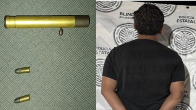 Policías Estatales detienen a sujeto en poder de un arma de fuego tipo pluma