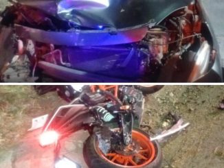Policía Vial atiende accidente entre automóvil y motocicleta en Av. Aguascalientes