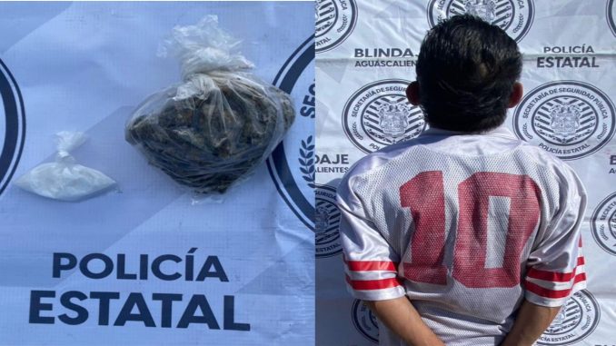 Policías del Mando Coordinado detienen a sujeto en el municipio de san Francisco de los Romo, en poder de hierba verde y sustancia granulada