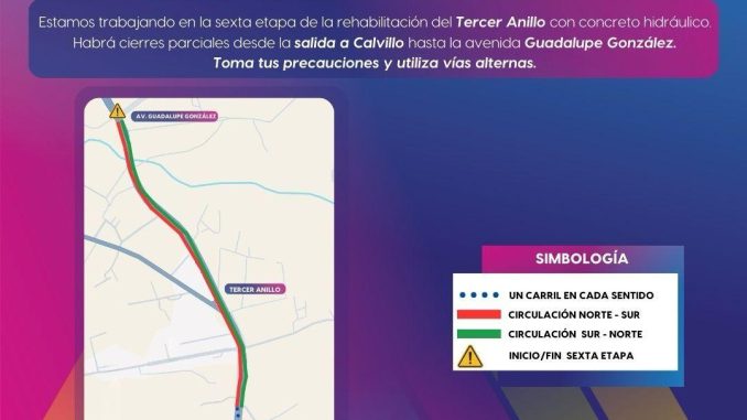 Sexta etapa de rehabilitación con concreto hidráulico del Nuevo Tercer Anillo