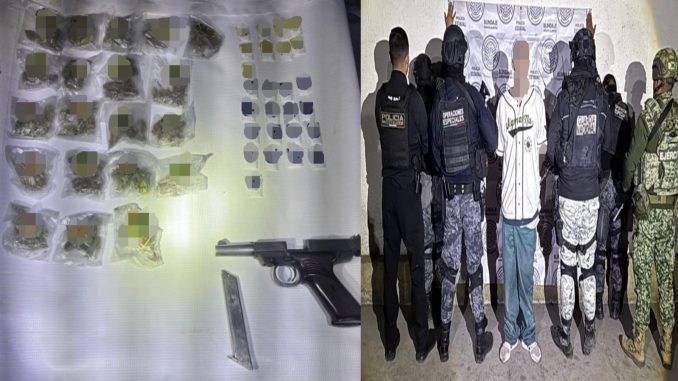 En el Operativo Gigante de Acero fue detenido un sujeto en poder de arma de fuego y sustancias al parecer ilícitas