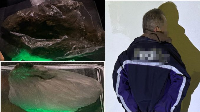 Policías Estatales detienen a sujeto en poder de una bolsa con hierba vede y envoltorio con sustancia granulada