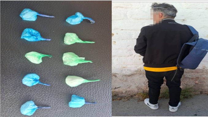 Policías Estatales de Aguascalientes detienen a sujeto en poder de envoltorios que contienen sustancia granulada al parecer cristal