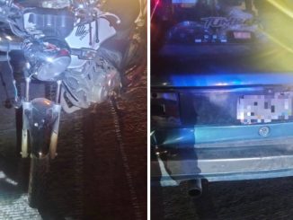 Policía Vial atiende choque por alcance entre motocicleta y automóvil en Municipio Libre