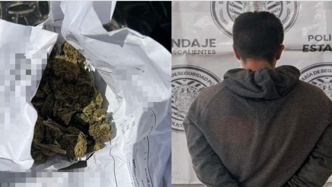 Policías Estatales detienen a sujeto que tenía en su poder envoltorio con hierba verde al parecer marihuana en la colonia Estrella