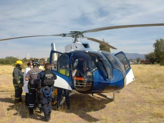 Se realiza traslado Aeromédico a bordo del helicóptero Fuerza Uno de un lesionado con fractura de cadera y extremidad inferior izquierda, desde el Hospital General de Calvillo al Hidalgo