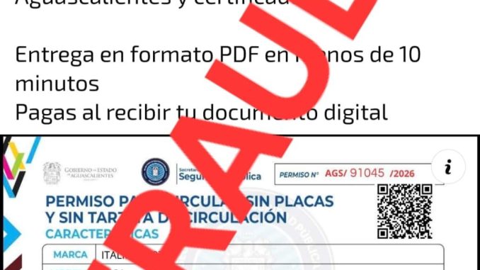 No te dejes engañar por páginas fraudulentas en donde ofertan permisos digitales para circular sin placas