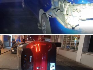Policía Vial atiende choque volcadura en la zona centro