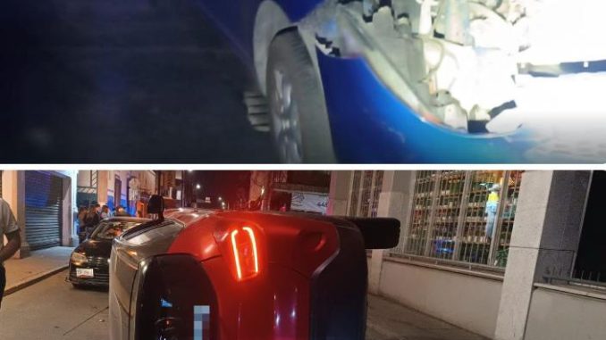 Policía Vial atiende choque volcadura en la zona centro