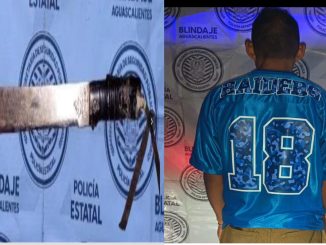 Policías Estatales y de la Policía Municipal de Pabellón de Arteaga detuvieron a sujeto en poder de un machete
