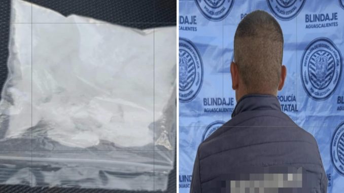 Uniformados de la Policía Estatal detienen a sujeto en poder de aproximadamente 24 gramos de sustancia granulada al parecer cristal