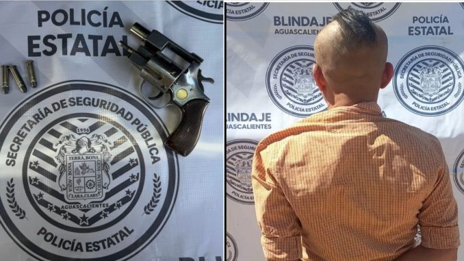Policías Estatales detienen a sujeto en poder de arma corta de fuego tipo revolver en el fraccionamiento Natura