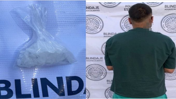 En poder de sustancia granulada al parecer cristal fue detenido por Policías Estatales en San Cayetano