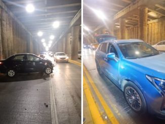 Policía Vial atiende choque en desnivel de Av. Aguascalientes y Guadalupe González