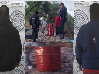 Policías del Mando Coordinado detienen a dos personas que derramaban aceite en el cauce del Río San Pedro en Jesús María