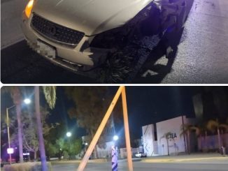 Policía Vial atiende choque contra poste en Av. Gómez Morín