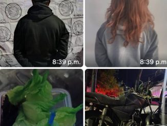 Policías Estatales de Aguascalientes detienen a una pareja que tripulaba motocicleta, luego de asegurrales ocho envoltorios con sustancia granulada al parecer cristal