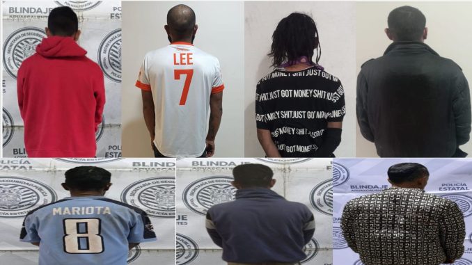 Policías Estatales detienen a siete personas en poder de sustancia granulada al parecer cristal